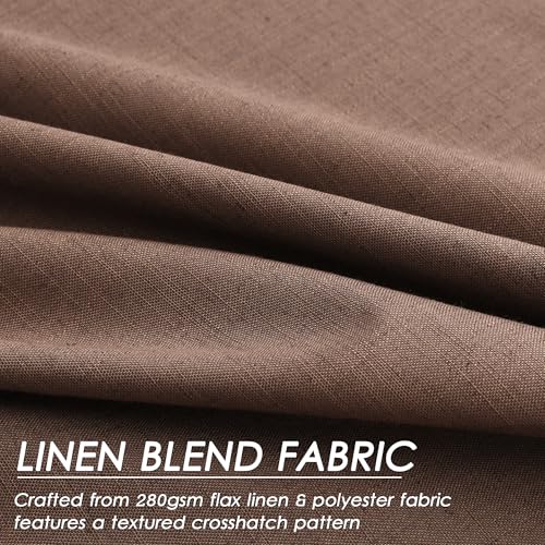 Image of Nanspring Caramel Brown 100% Blackout Linen Curtains for Bedroom 90 Inches Long Back Tab Rod Pocket Thermal Insulated Vintage Rustic Black Out Curtain for Living Room Office Drapes 52x90, 2 Panels