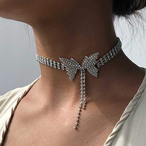 Masiter Sparkly Rhinestone Necklace Crystal Butterfly Choker Dainty Tennis Chain Wedding Bridal Bridesmaid Costume Jewelry for Women and Girls Masiter Sparkly Rhinestone Necklace Crystal Butterfly Choker Dainty Tennis Chain Wedding Bridal Bridesmaid Costume Jewelry for Women and Girls