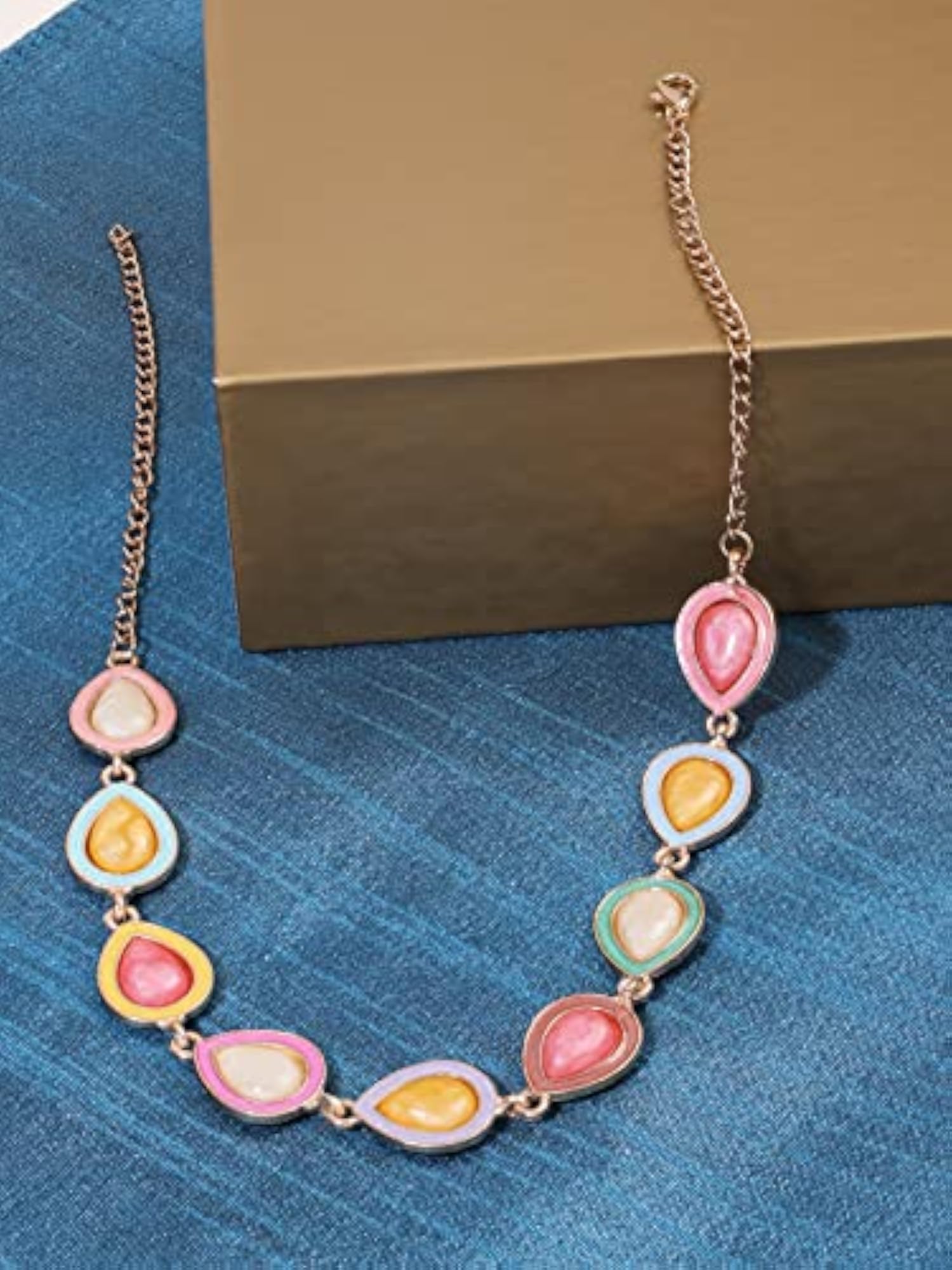 Multicolor Enamel Teardrop Shape Necklace for Women