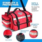 PRIMACARE Sac de trauma réfléchissant entièrement stocké - 17" x 9" x 7" Trousse de fournitures médicales d'urgence pour les premiers soins, professionnel EMT EMS Sac à épaule avec poches latérales zippées et compartiments (rouge)