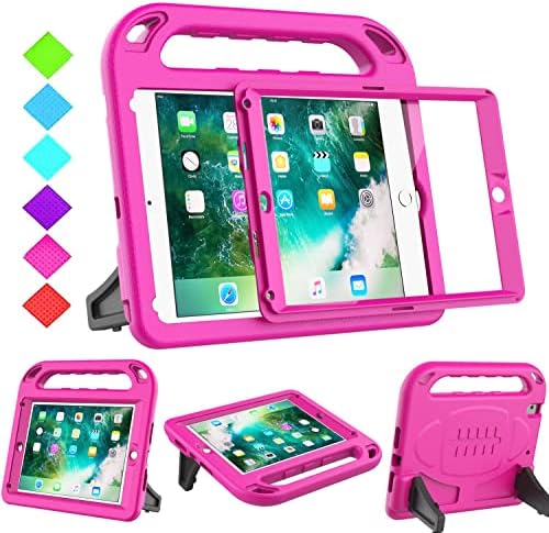 BMOUO Kids Case for iPad 9.7 2018/2017/iPad Air 2/1/Pro 9.7, iPad 6th/5th Generation Case for Kids, Built-in Screen Protector, Shockproof Handle Convertible Stand Case for iPad 6th/5th Gen 9.7”, Rose
