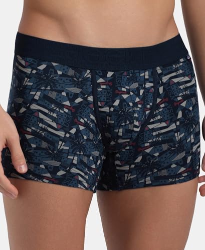 Image of Jockey US63 Men's Super Combed Cotton Elastane Stretch Printed Trunk with Ultrasoft Waistband