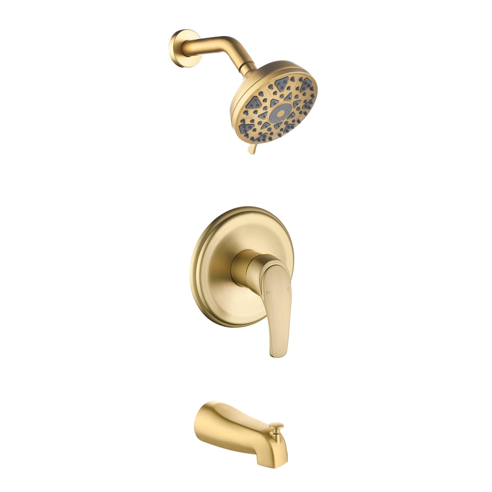 Photo 1 of DIFEINI Tub Shower Faucet Combo Set with Tub Spout, Brushed Gold