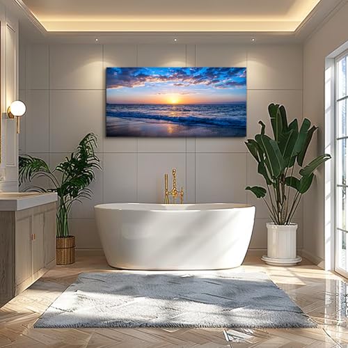 hyidecorart Wall Art Moon Sea blue Ocean Landscape Paintings Bedroom Canvas Art Print wall art for living room Paintings for Wall Decor and Home Decor (20 x 40inch x 1pcs) by hyidecorart - Used condition - Image 5