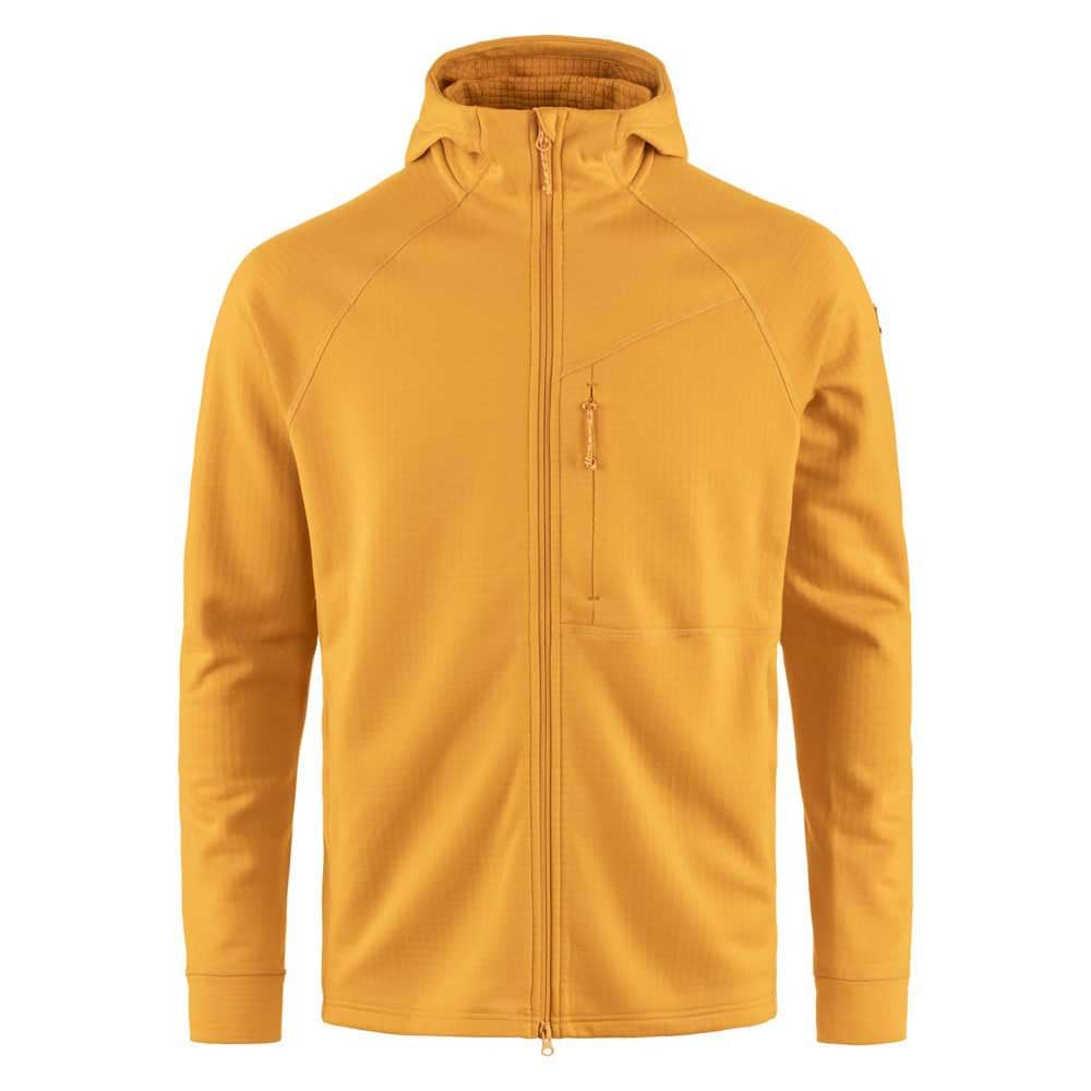 FJALLRAVEN 12600228-161 Abisko Grid Fleece Hoodie M Sweatshirt Men's Mustard Yellow Size M