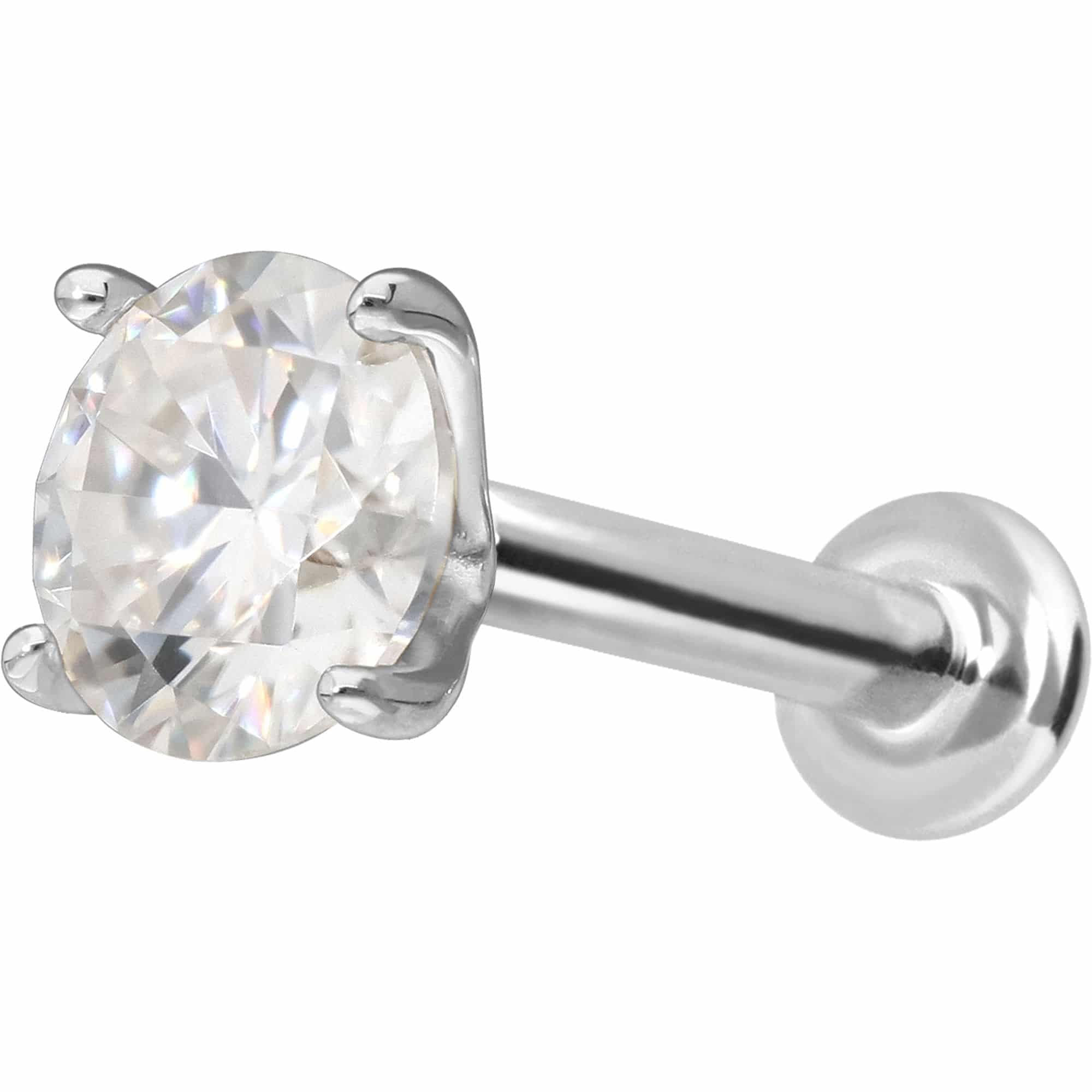 PIERCINGLINE Piercing Stecker 14 Gold Labret mit Innengewinde MOISSANIT 585er Gold - Roségoldfarben, Goldfarben, Silberfarben