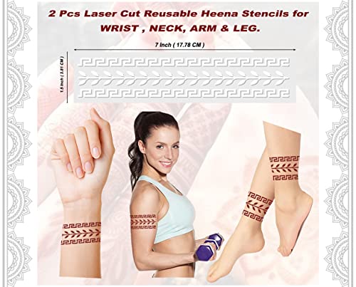 Ivana's Set of 20 Pcs Combo Pack, Reusable Mehandi Design Sticker Stencils for Both Hand | Temporary Tattoo for Women | Quick and Easy to Use, for Girls, Women, Kids & Teen, D-2207 - Image 2