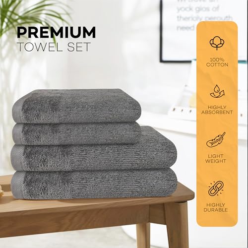Olivia Rocco 4 Piece Regal Towel Bale Set with 2 Large Bath & 2 Hand Towels Ultra Soft Quick Drying Highly Absorbent 100% Cotton Bathroom Sets, Grey - Cosy Home Interiors Olivia Rocco 4 Piece Regal Towel Bale Set with 2 Large Bath & 2 Hand Towels Ultra Soft Quick Drying Highly Absorbent 100% Cotton Bathroom Sets, Grey - Image 2