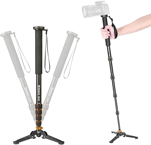 Monopod para cámara, Moman MA65 - Cámara portátil de aluminio, monopie de viaje extensible con base de trípode para cámara réflex digital Canon