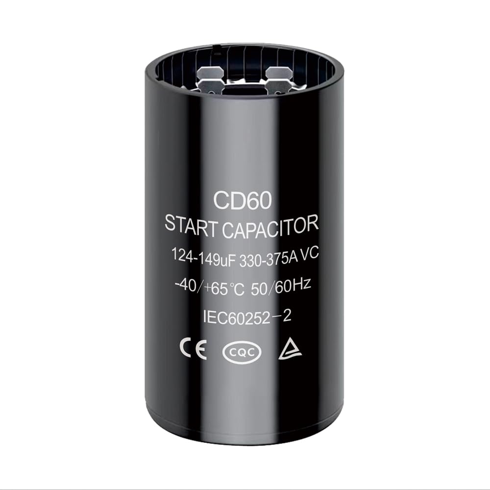 124-149 uf/MFD CD60 Round Start Capacitor ±20% 50/60 Hz 330-375 VAC Round Motor Well Pump Start Capacitor (124-149 uf/MFD, 1)