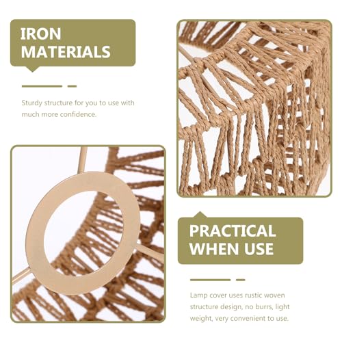 Bestoyard 3A02852TKOXQ6T17T Rattan Lamp Shade E27 Wicker Woven Pendant Lampshade Chandelier Light Cover Wall Lamp Bulb Cage Guard Rustic Hanging Light Fixture Spider Fitter 30X15Cm thumb #8
