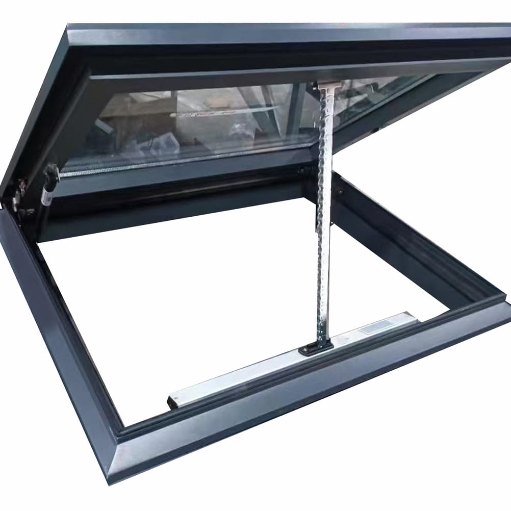 Ventana eléctrica de aluminio con control remoto, doble capa, vidrio templado, ventilación de techo para áticos y sótanos, 100 x 75 cm / 39.4x29.5in