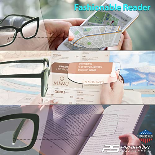 Image of proSPORT Women Cat-Eye Reading Glasses Full Lens Readers NOT BIFOCAL