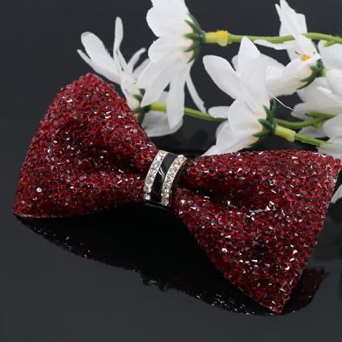 Image of Mens Rhinestone Bow Tie Pre-Tied Bow Ties for Men Adjustable Sparkle Sequin Bowtie Party Wedding