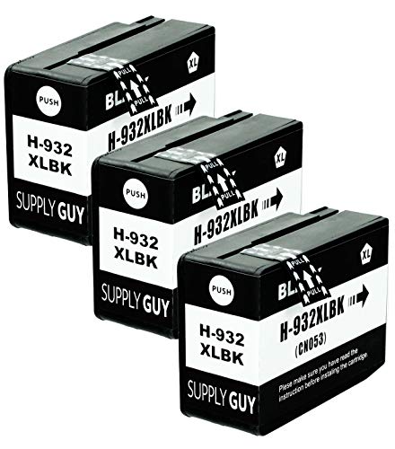 Supply Guy 3 Cartouches d'encre avec Puce Compatible avec HP 932 932XL Noir pour HP OfficeJet 6100 6600 6700 7110 7510 7600 7610 7612