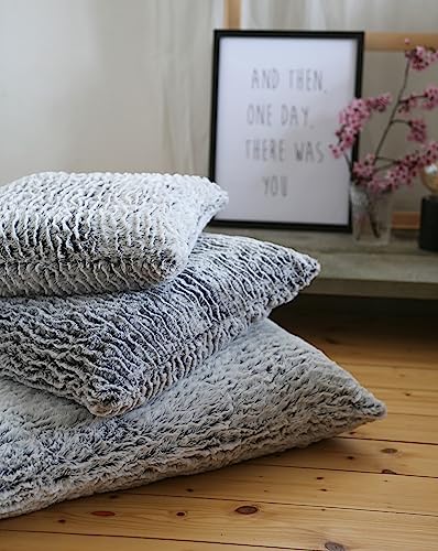 Quantum Interior XXL Kuschelkissen 3-D Kissen gefüllt Wave, Wellen-Optik Kunstfell Sofa-Wohnzimmer, Bett oder Schlafzimmer Dekoration(70x70 cm)
