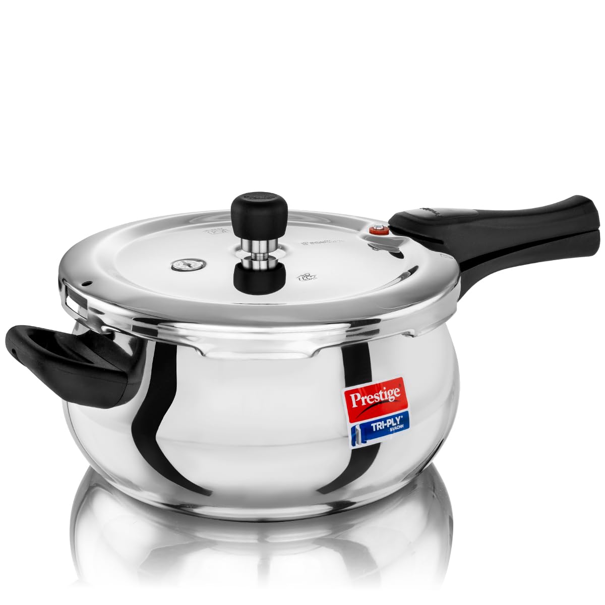 Prestige 5 Litre Triply Svachh Handi Outerlid Pressure Cooker|Deep lid for spillage control|Gas & Induction Compatible|Triply body for even heating|Gasket Release System|5 Years warranty|ISI certified