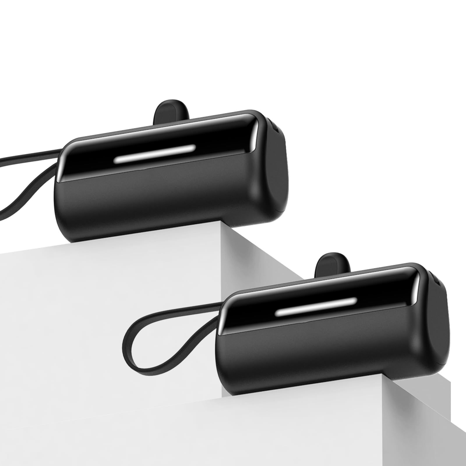 [2-Pack] Portable Charger Power Bank for iPhone,5500mAh USB C Battery Pack Travel Essentials Phone Charger Built in Cable & Foldable Stand,22.5W Fast Charging for iPhone 16/15/14,Samsung,Android