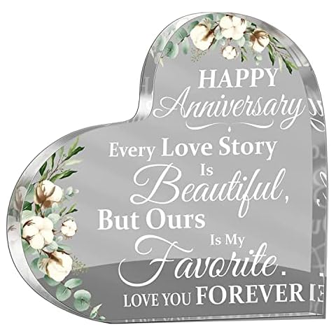 Anniversary Wedding Gift for Wife for Her Wedding Gift Crystal Heart Marriage Keepsake Acrylic Happy Anniversary for Wife Husband Girlfriend Boyfriend Happy Anniversary for Woman (Love Style) Cover