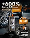 Firehawk Gonflateur de pneus 6X Plus vite 1 MIN Portable à plein Air Compresseur 150PSI Pompe sans fil avec 20000mAh Charge numérique de la batterie LED Lumière pour moto de voiture boules de moto