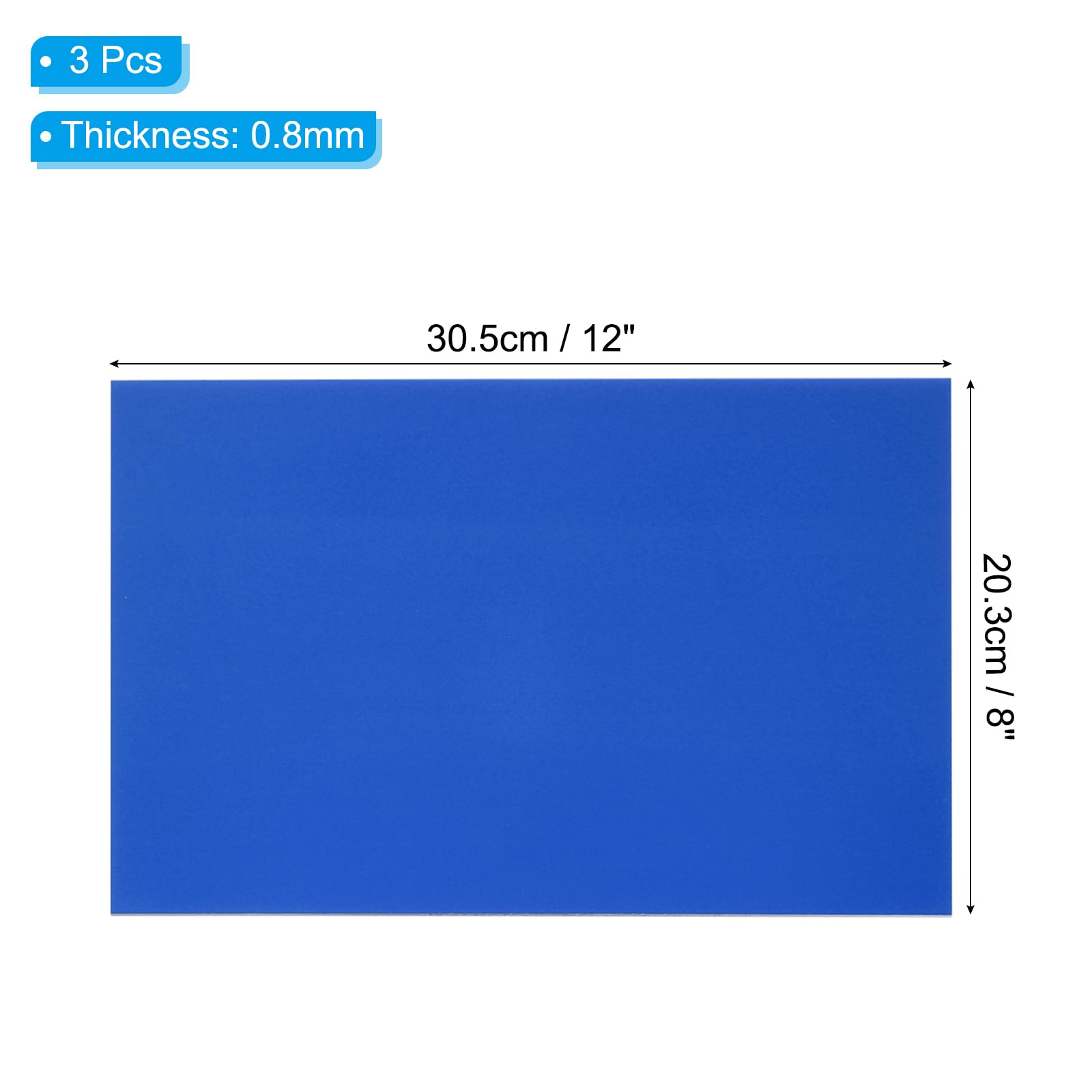 PATIKIL Lastra in Alluminio Anodizzato da 8x12 Pollici, 3 Pezzi Piastre Laser per Incisione 0,8MM Sottili Rettangolari per Creazioni Fai da Te Incisione Laser, Blu