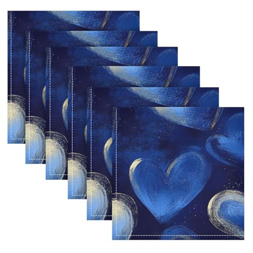 Servilletas de Tela Azules Corazón Paquete 6 Piezas 20x20 in miniatura 6