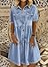 chouyatou Women Summer Casual Button Down Midi Denim Shirt Dress Cute Distressed Tiered Ruffle Jean Dress (Medium, Light Blue)