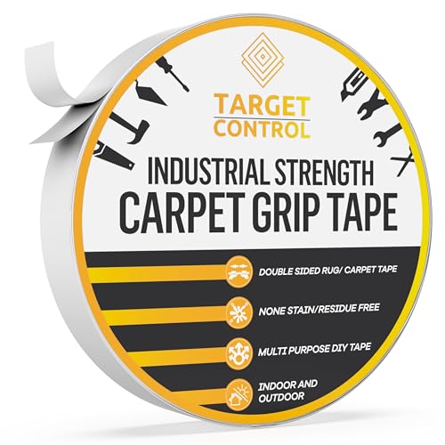 Target Control 50ft Double Sided Carpet Tape Heavy Duty Extra Strong Rug Tape for Wood Floors Laminate & Vinyl Flooring Non Slip Gripper Tape