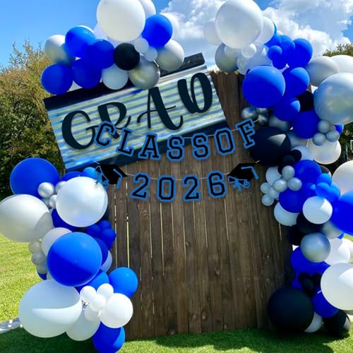 Image of Class of 2026 Graduation Banner University College Grad Garlands Decoration Party Supplies High School Colors Blue