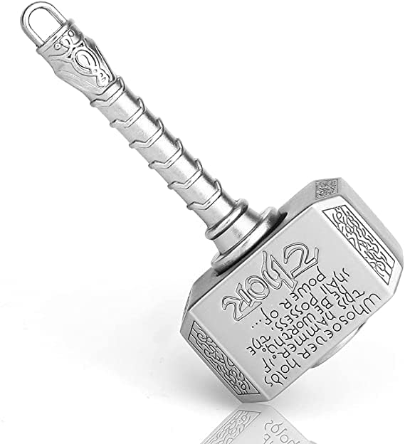 Multibao Thor Hammer Fidget Spinners Metal Fidgeting Hand Finger Spinner Chain Focus EDC ADHD Stress Relief Toy Anti Anxiety Fingertip Gyro Desk Toy Party Favors Supplies Xmas Gift (Silver) - Image 5