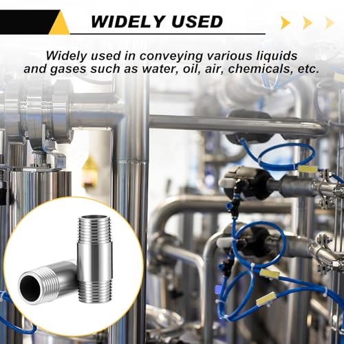 Image of 6 Pcs 304 Stainless Steel 1 /2 NPT Pipe Nipple 2 inch Length
