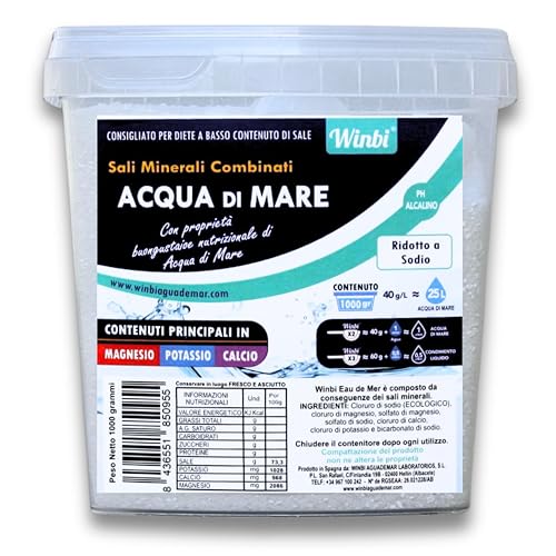 100 LITRI Di Acqua Di Mare Winbi Da Bere. Molteplici Benefici Per il Corpo. Acqua Marina ad Alto Contenuto di Magnesio, Potassio e Calcio. Nessuna Sostanza Nociva (1000Gr)
