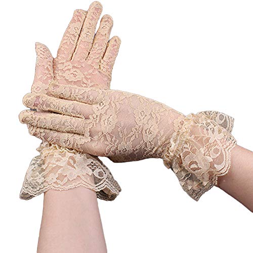 Guantes de noche con encaje refinado para vestidos de gala y damas de honor en bodas
