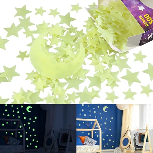 201 calcomanías de estrellas que brillan en la oscuridad para
