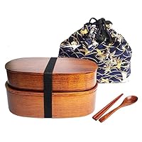 Amazon | KXLCGYK 曲げわっぱ 弁当箱 二段 1000ml 軽量 巾着袋