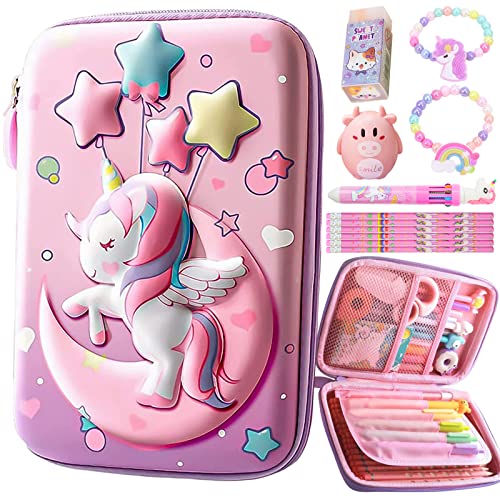 JYPLKCMT Pencil Case For Girls & Boys Kids Cute Pink Pencil Pouch 3D EVA Large Capacity Pen Holder Cute School Portable Pencil Bag Gift