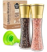 HOME EC Original Gold Salt and Pepper Grinder Set - Adjustable Gold Salt Grinder & Gold Pepper Gr...