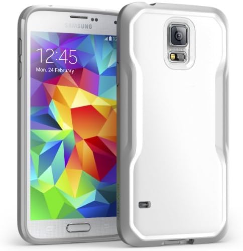 ASINNO Galaxy S5 Case, SUPCASE Unicorn Beetle Series Premium Hybrid Bumper Case for Samsung Galaxy S5, White/Gray
