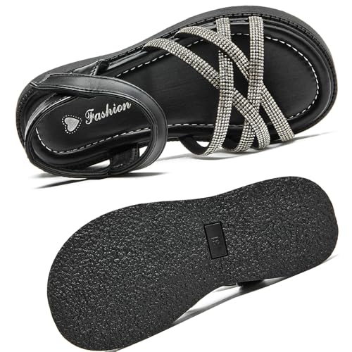 WUIWUIYU Toddler Girl Sandals - Flower Girl Dress Shoes Open Toe Little Kid Summer Casual Flats4