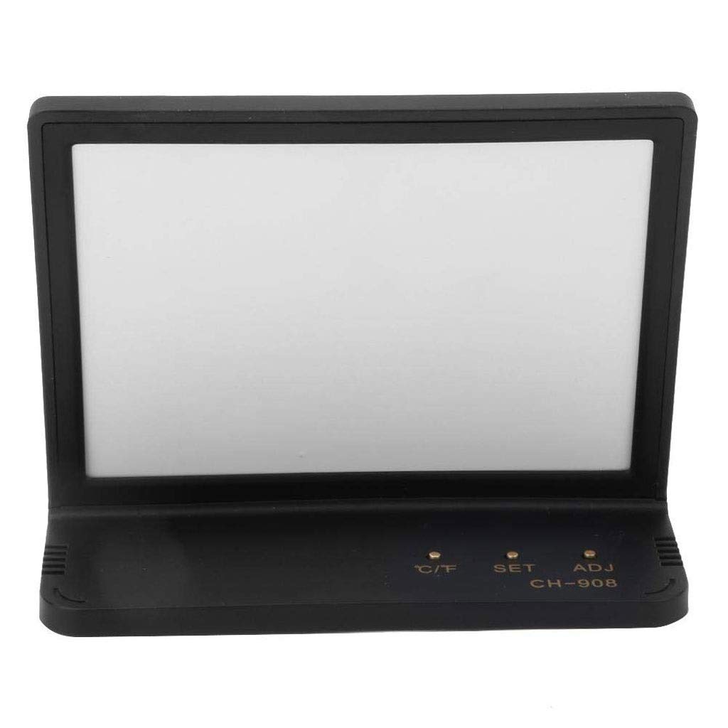 PNAWLLCF-65 termometr wewnętrzny, higrometr, miernik wilgotności z cyfrowym mini zegarem biurkowym, podświetlany dokładny monitor, wyraźny odczyt (biały)