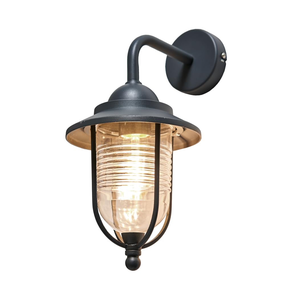 Litecraft Anthracite Carlo Wall Light Outdoor Fisherman Ip44 Rated E27 Lantern