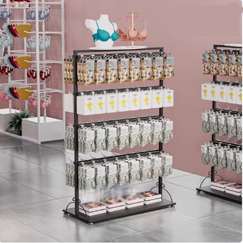 Height Adjustable Sock Rack, Clothes Retail Heavy Duty Garment Racks, Commercial Grade Metal Display Stands, Scarves Gloves Underwear Slippers Jewelry Accessories Storage Shelves(100x40x135cm)