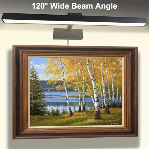 Image of Picture Light for Paintings Plug in, 16 inch 6W Remote Control Wall lights for Painting, 3 Color Temperatures Paintings Light Dimmable Art Lights for Display, Wall, Artwork, Gallery (Black, 2 Pack)
