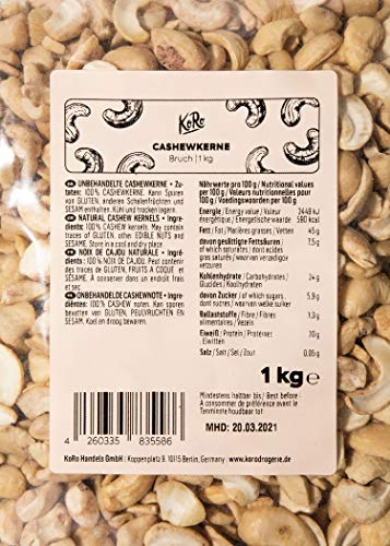 KoRo - Cashewnoten gebroken 1 kg - 100 % natuurlijke cashewnoten zonder toevoegingen ongezouten - Afbeelding 5