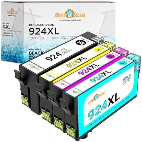 Houseoftoners Remanufactured 4-Pack Replacement for Epson T924XL Ink Cartridge for Epson Workforce Pro WF-C4810 Color MFP WF-C4310 (BCMY) Cover