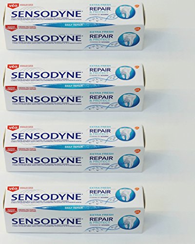 Sensodyne: Repair & Protect Extra Fresh Toothpaste Powered by NovaMin * 2.53 Fluid Ounce (75ml) Tube (Pack of 4) * [ Italian Import ]