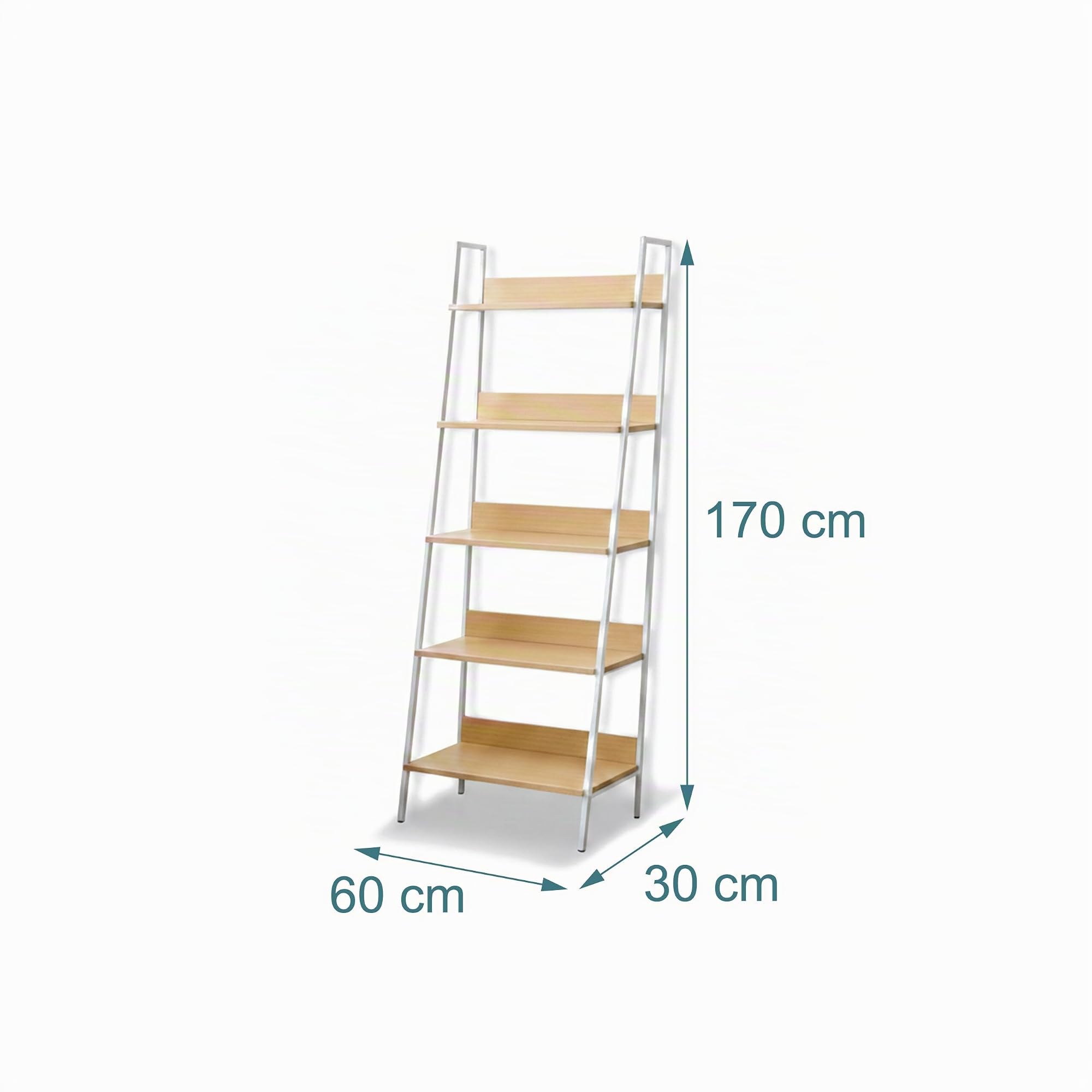 Relaxdays Scaffale a Scala Moderno, 5 Ripiani per Piante, Libri e Decorazioni, 170 x 60 x 30 cm