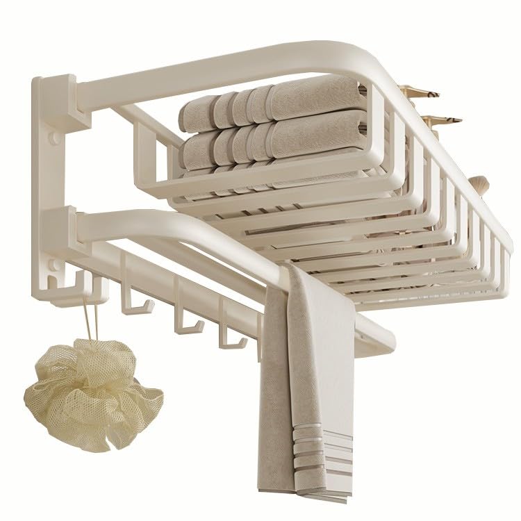 Porte-serviettes mural adhésif 50 cm avec crochets pour salle de bain