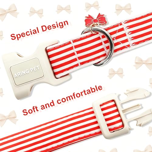Image of ARING PET Red Striped Dog Collar for Small Medium Large Boy Girl Dogs-XS