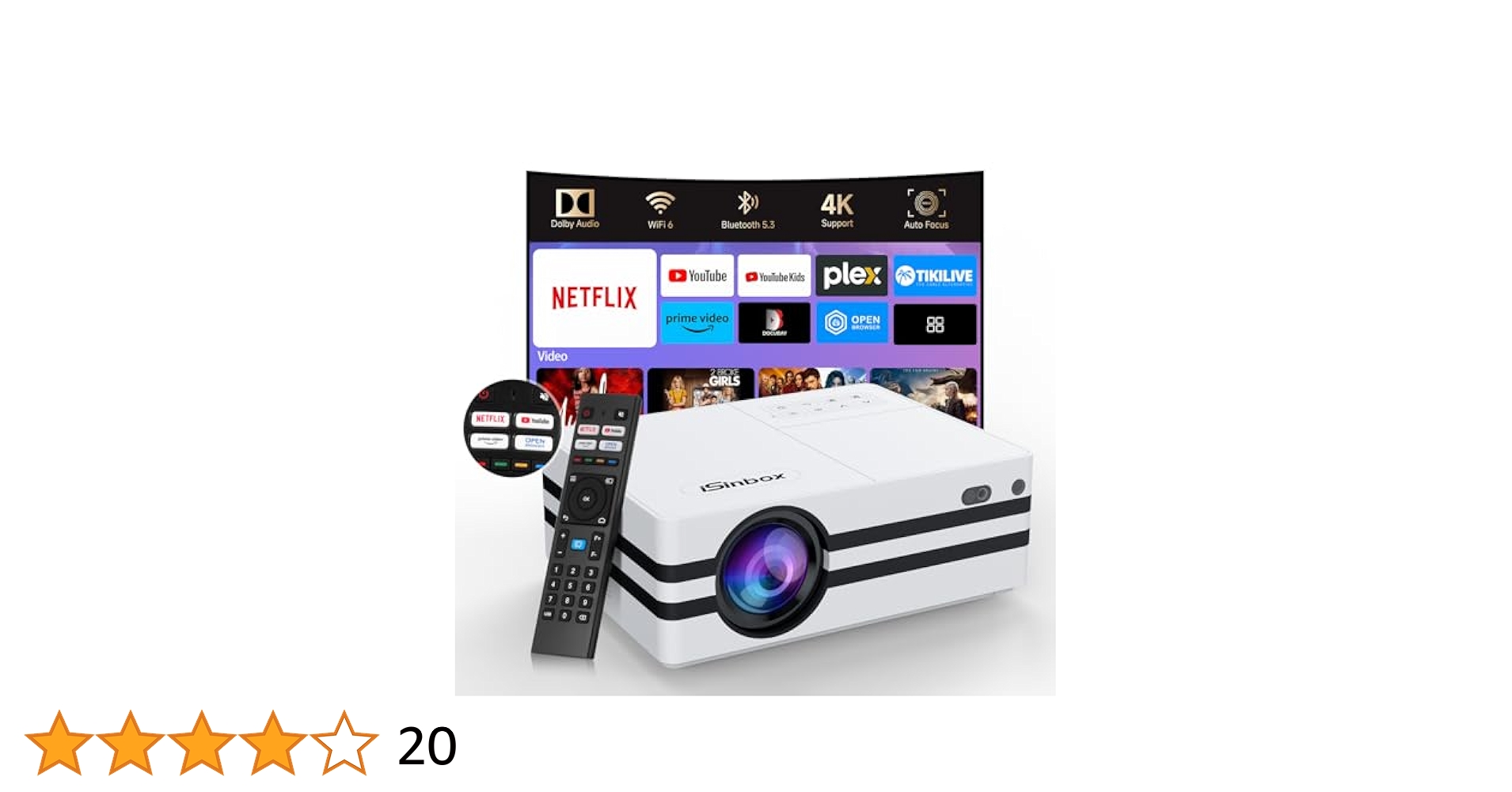 Amazon | プロジェクター Netflix公式 iSinbox 高輝度 1000ANSI